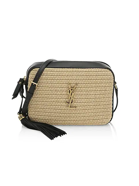 Saint Laurent Lou Medium Monogram Raffia Camera Bag