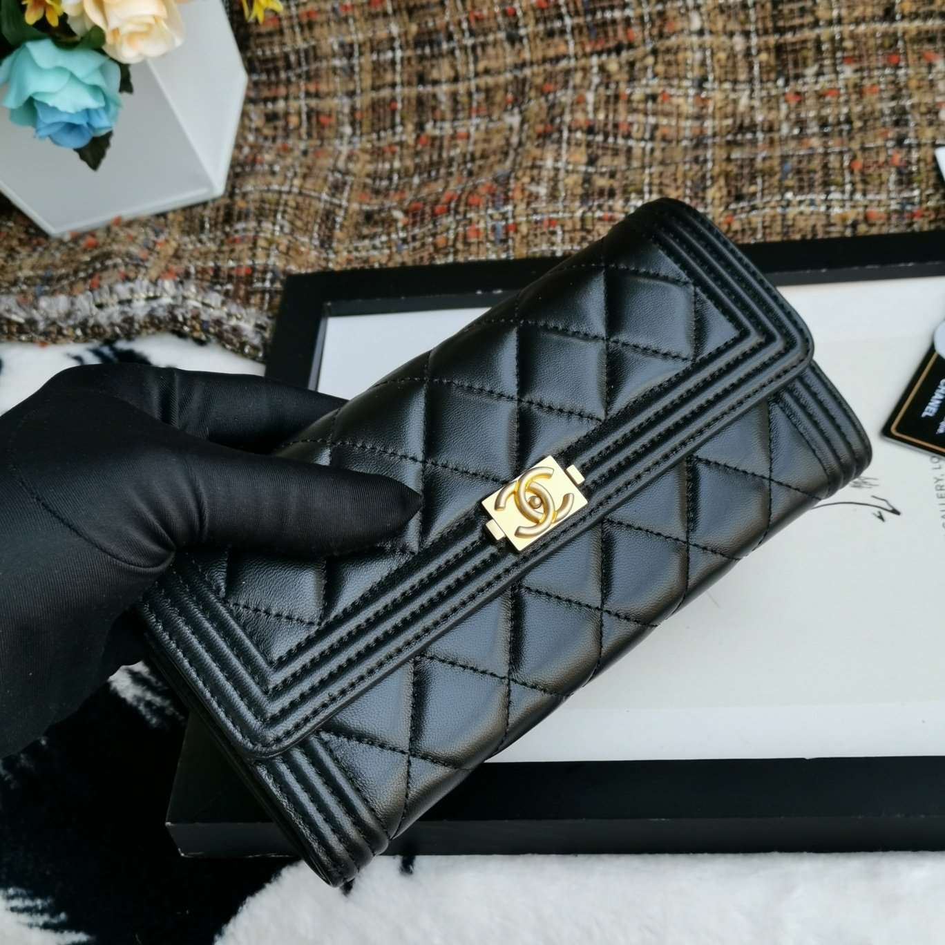 Boy long Flap Wallet Lambskin