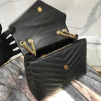Medium 32 Loulou Bag Black in Gold 32x22x11cm