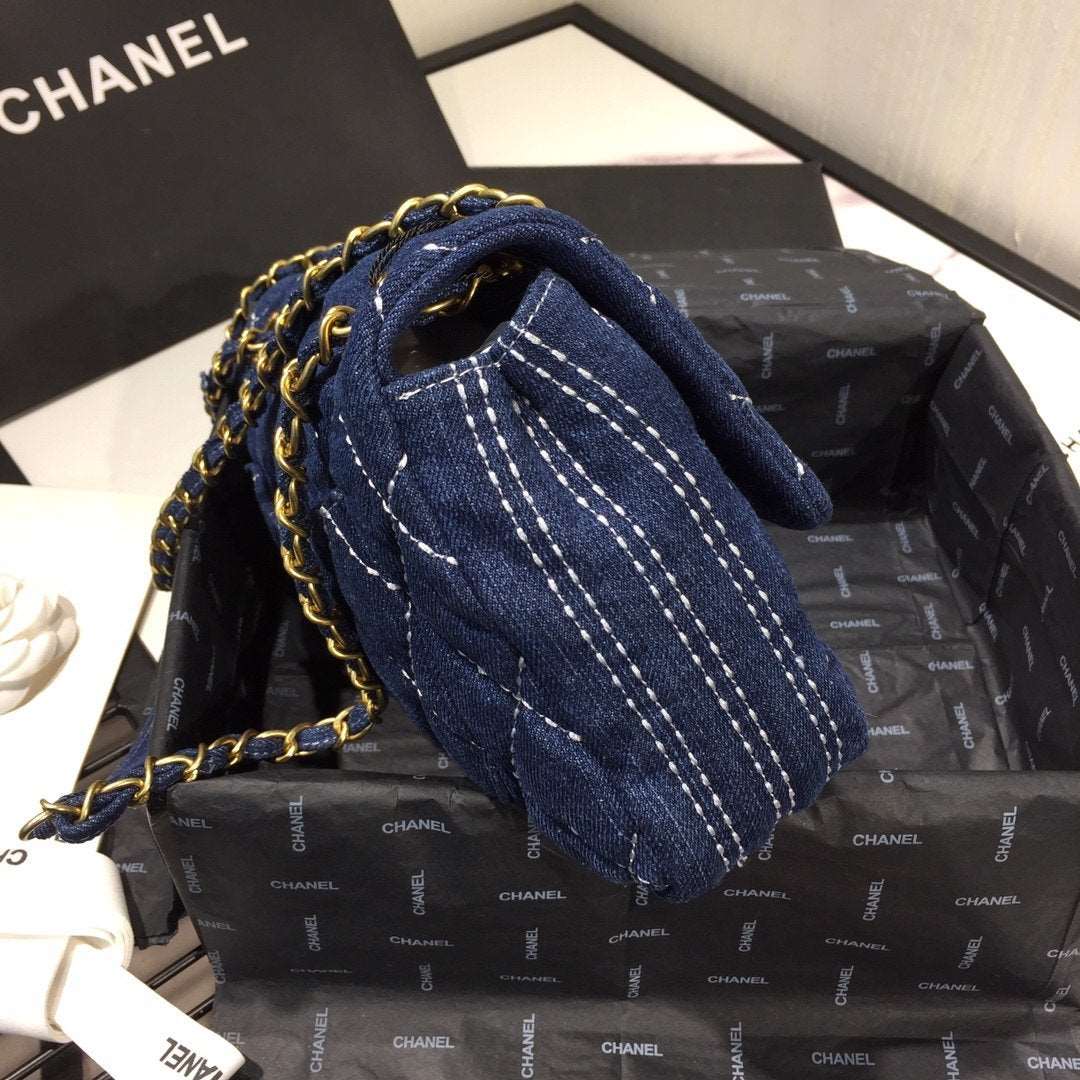Denim Quilted Flap Bag