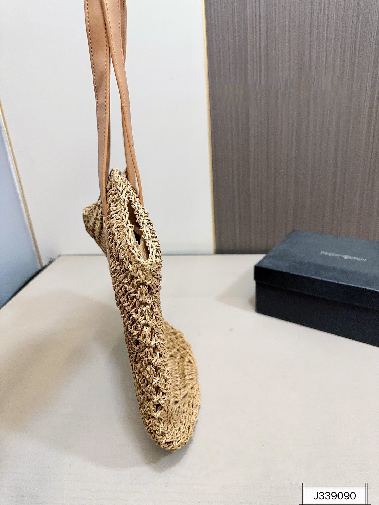 SAINT LAURENT Vacation Casual Raffia Woven Tote Bag 35x32cm