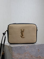 Saint Laurent Lou Medium Monogram Raffia Camera Bag