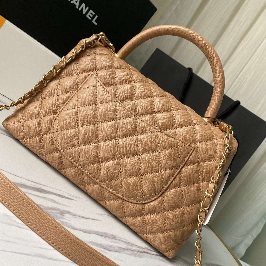 Flap Bag with Handle Beige