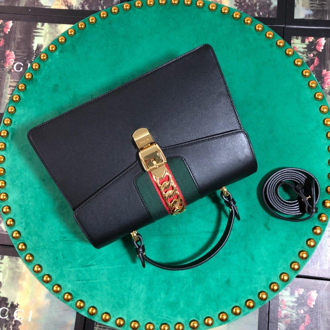 GG Sylvie Leather Medium Top Handle Bag