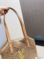 SAINT LAURENT Vacation Casual Raffia Woven Tote Bag 35x32cm