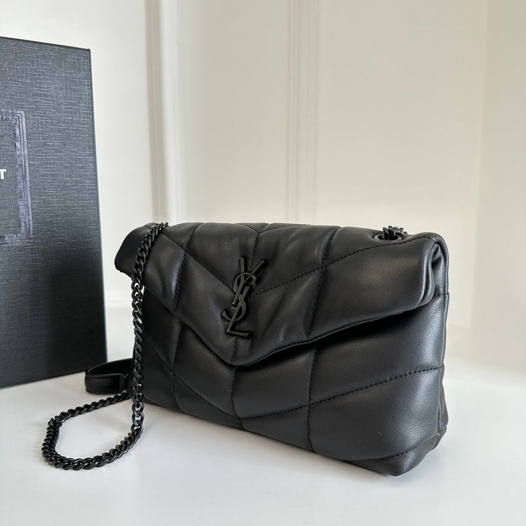 Loulou Puffer Toy Bag In Quilted Lambskin Black Size 23x15.5x8.5