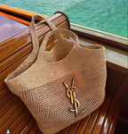 SAINT LAURENT Raffia Icare Tote Bag