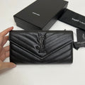 Long Wallet Black Leather Black Tone 10767 19cm