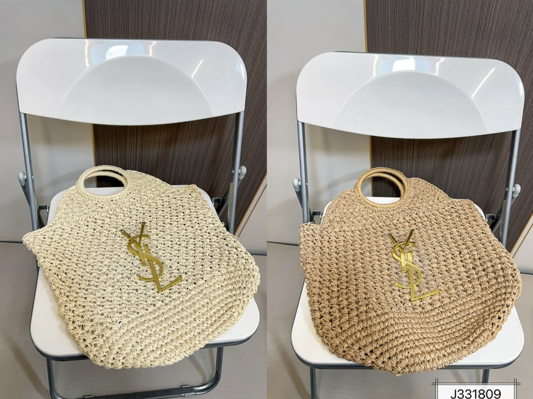 SAINT LAURENT Summer Raffia Tote Bag 41x37cm