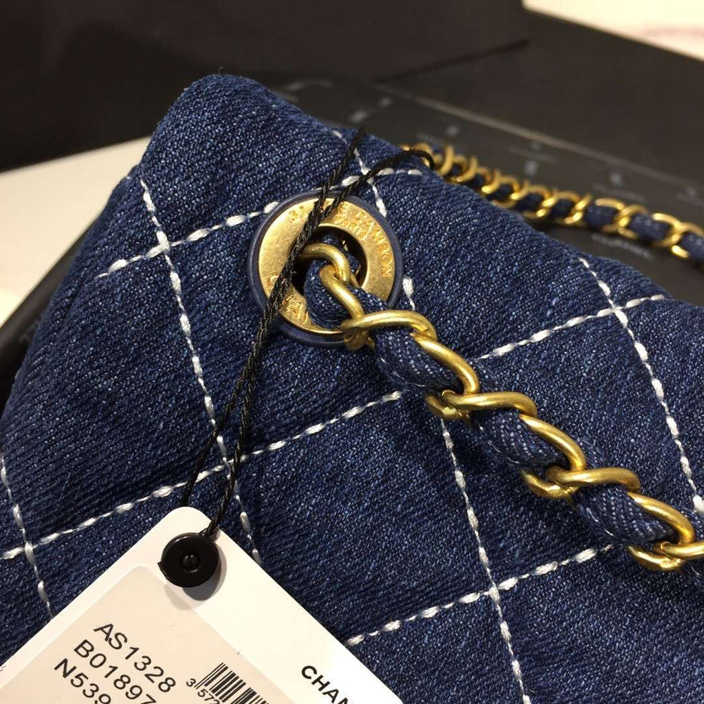 Denim Quilted Flap Bag