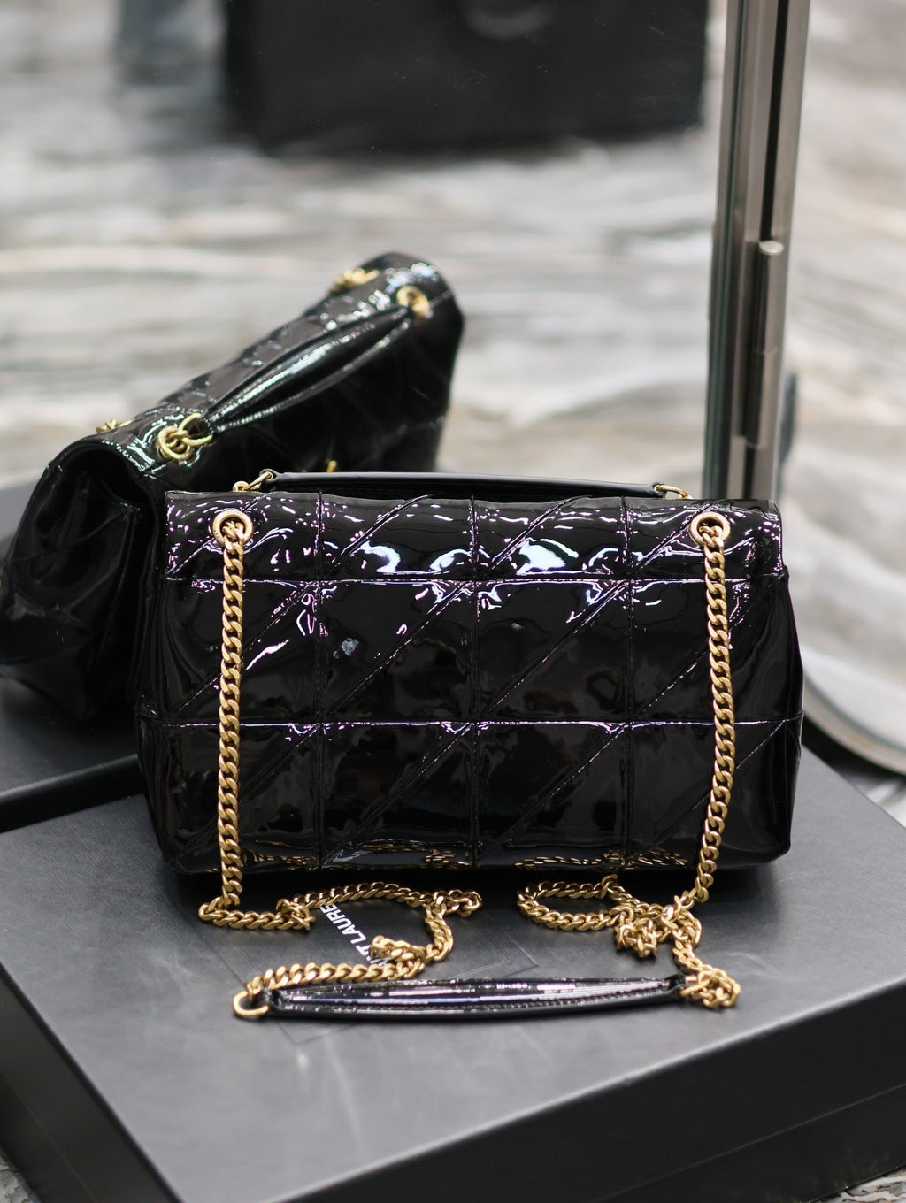 Jaime Patent Black Bag - 25x15x7.5cm