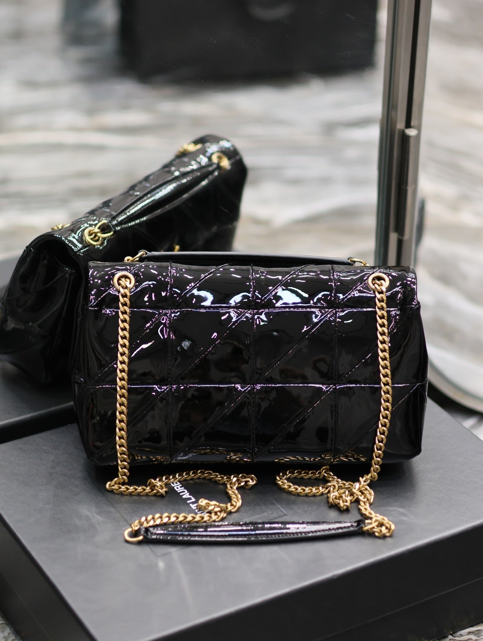 Jaime Patent Black Bag - 25x15x7.5cm