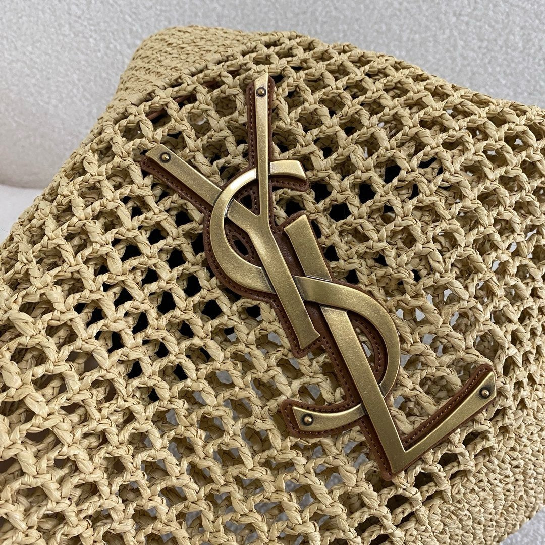 SAINT LAURENT Raffia Icare Tote Bag
