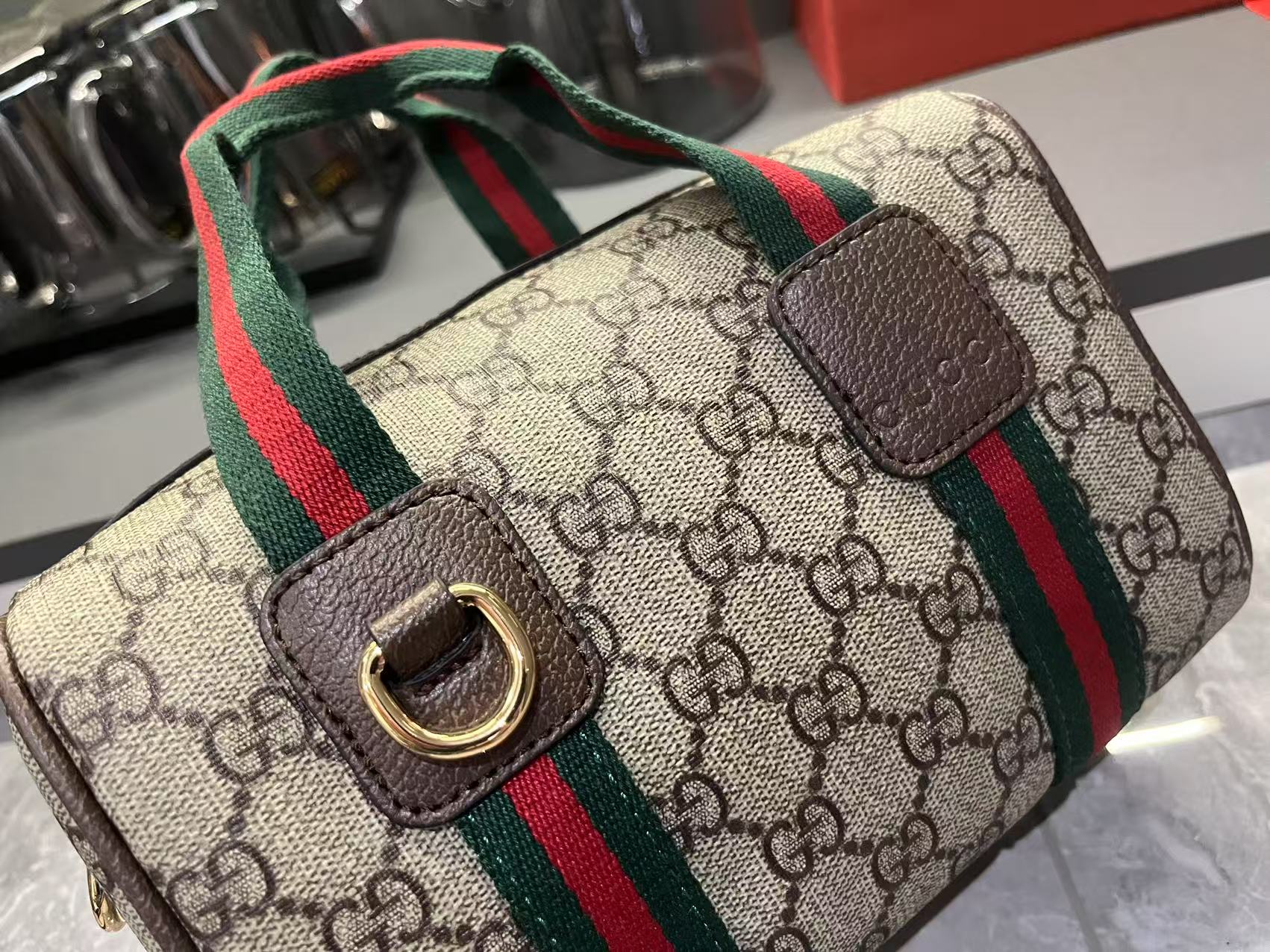 Mini GG Handbag - Beige and dark brown