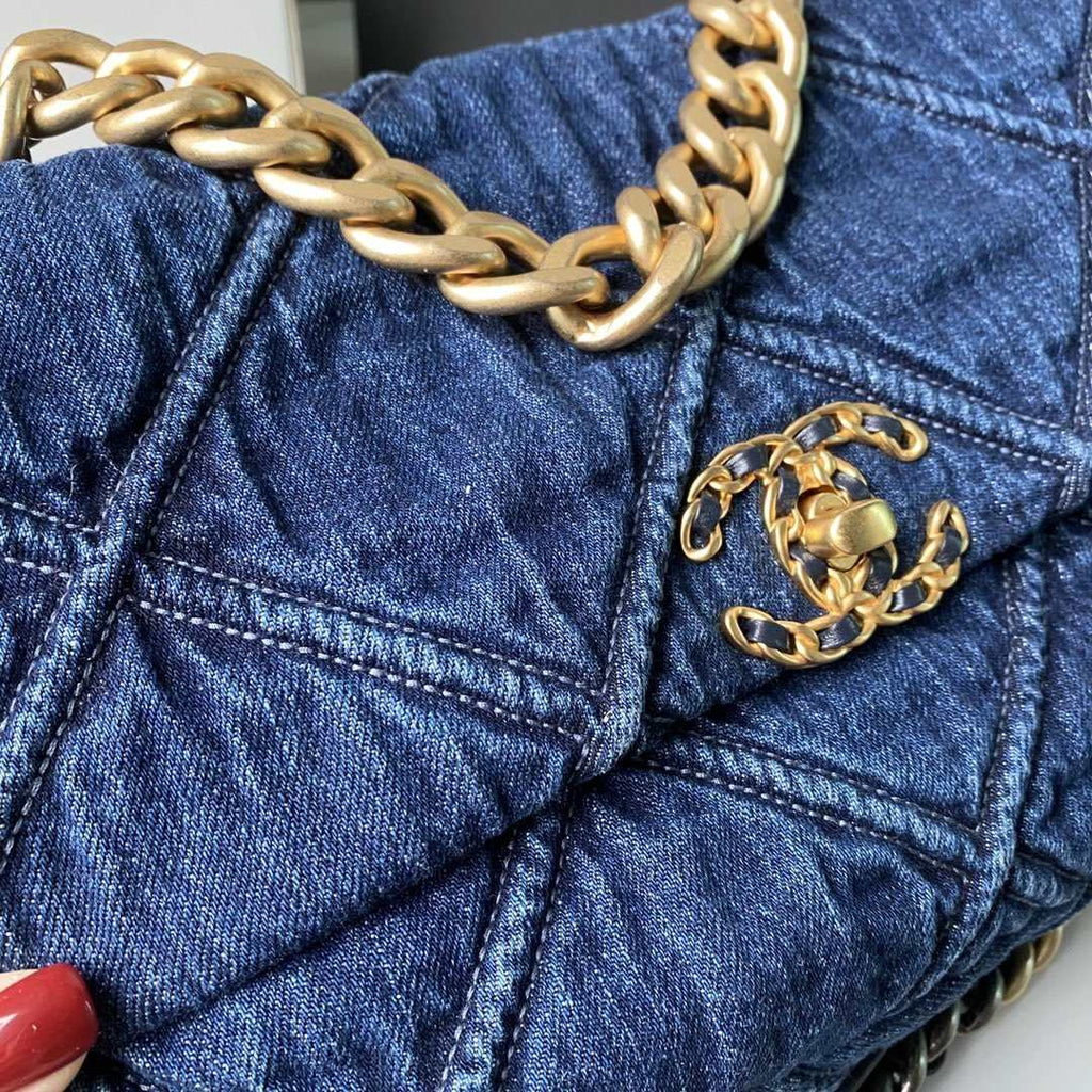 19 Denim Large Flap Bag