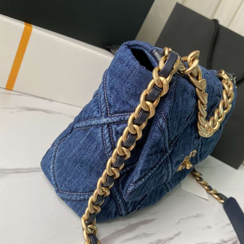 19 Denim Large Flap Bag