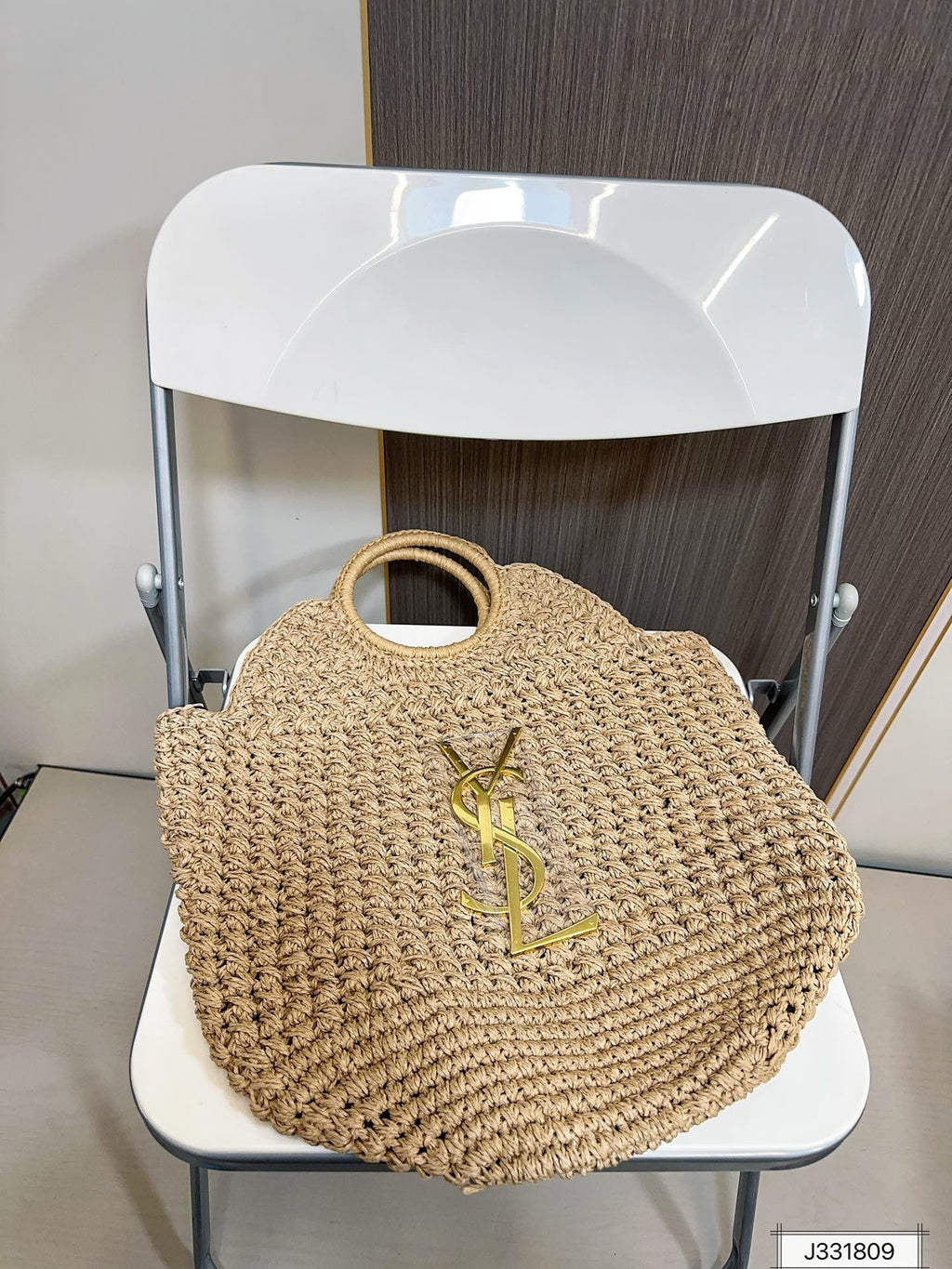 SAINT LAURENT Summer Raffia Tote Bag 41x37cm