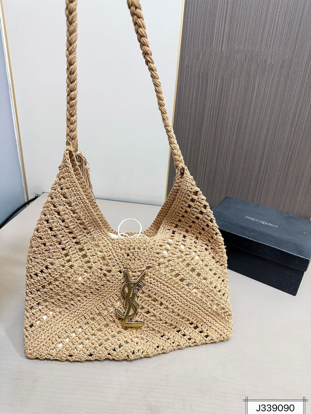 SAINT LAURENT Raffia Tote Bag Beach Casual 37x22cm
