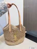 SAINT LAURENT Vacation Casual Raffia Woven Tote Bag 35x32cm