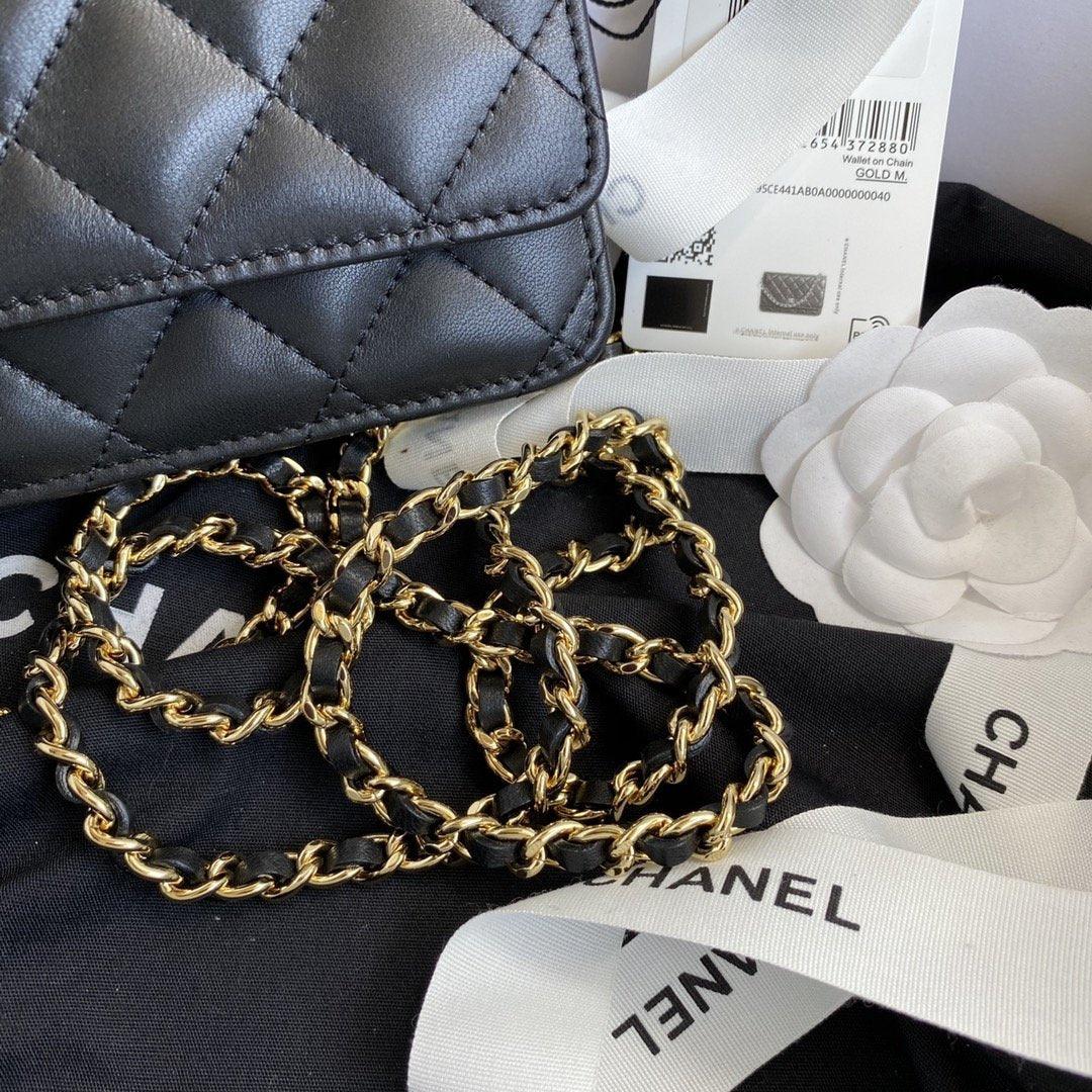 Wallet on chain WOC Black Lambskin