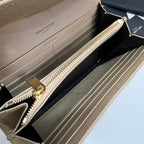 Long Wallet Beige Leather Gold Tone 10772  19cm