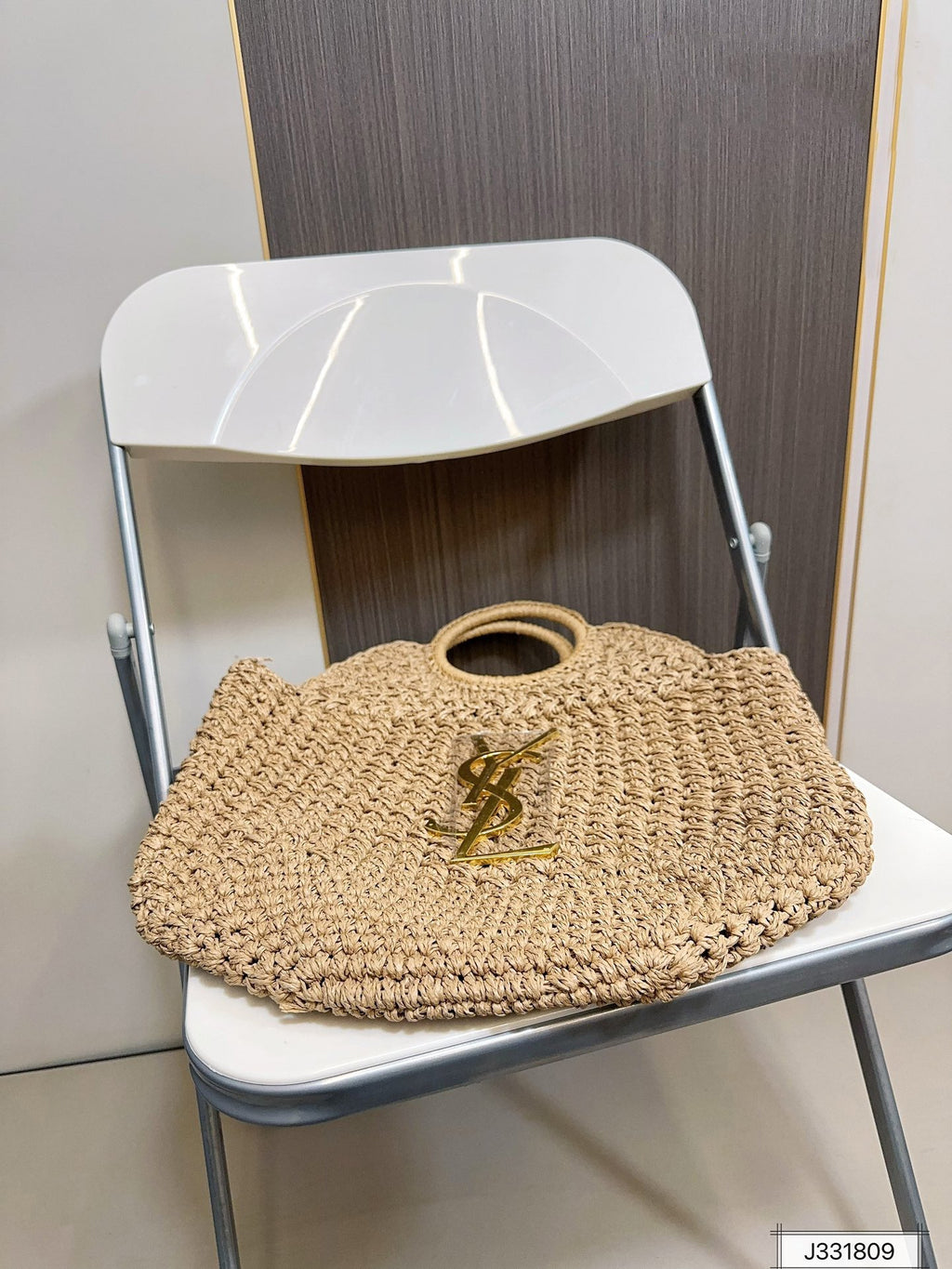 SAINT LAURENT Summer Raffia Tote Bag 41x37cm