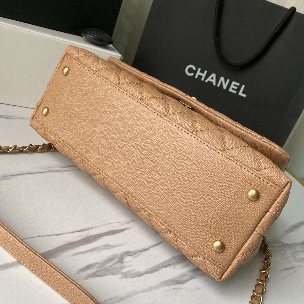 Flap Bag with Handle Beige