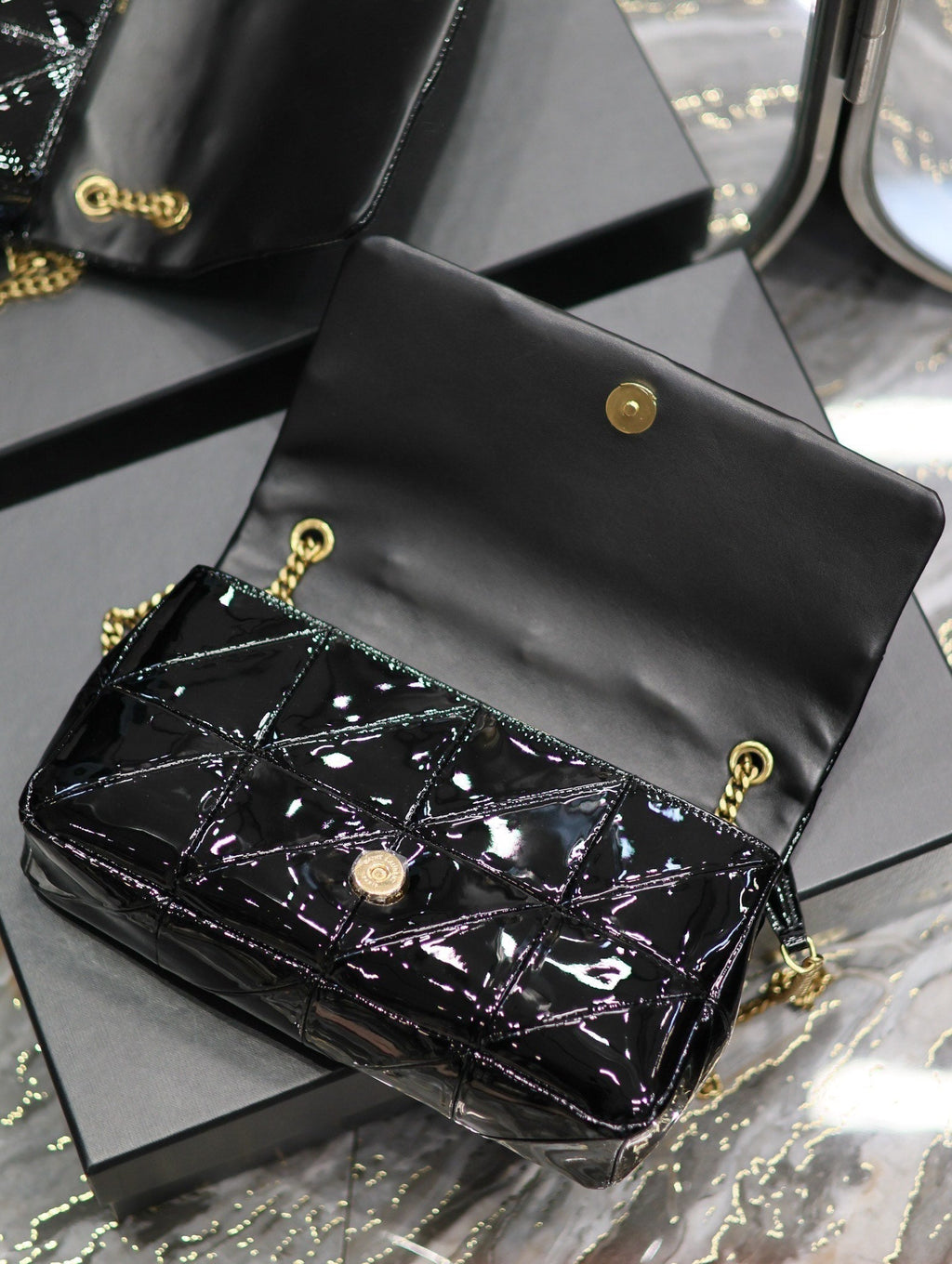 Jaime Patent Black Bag - 25x15x7.5cm