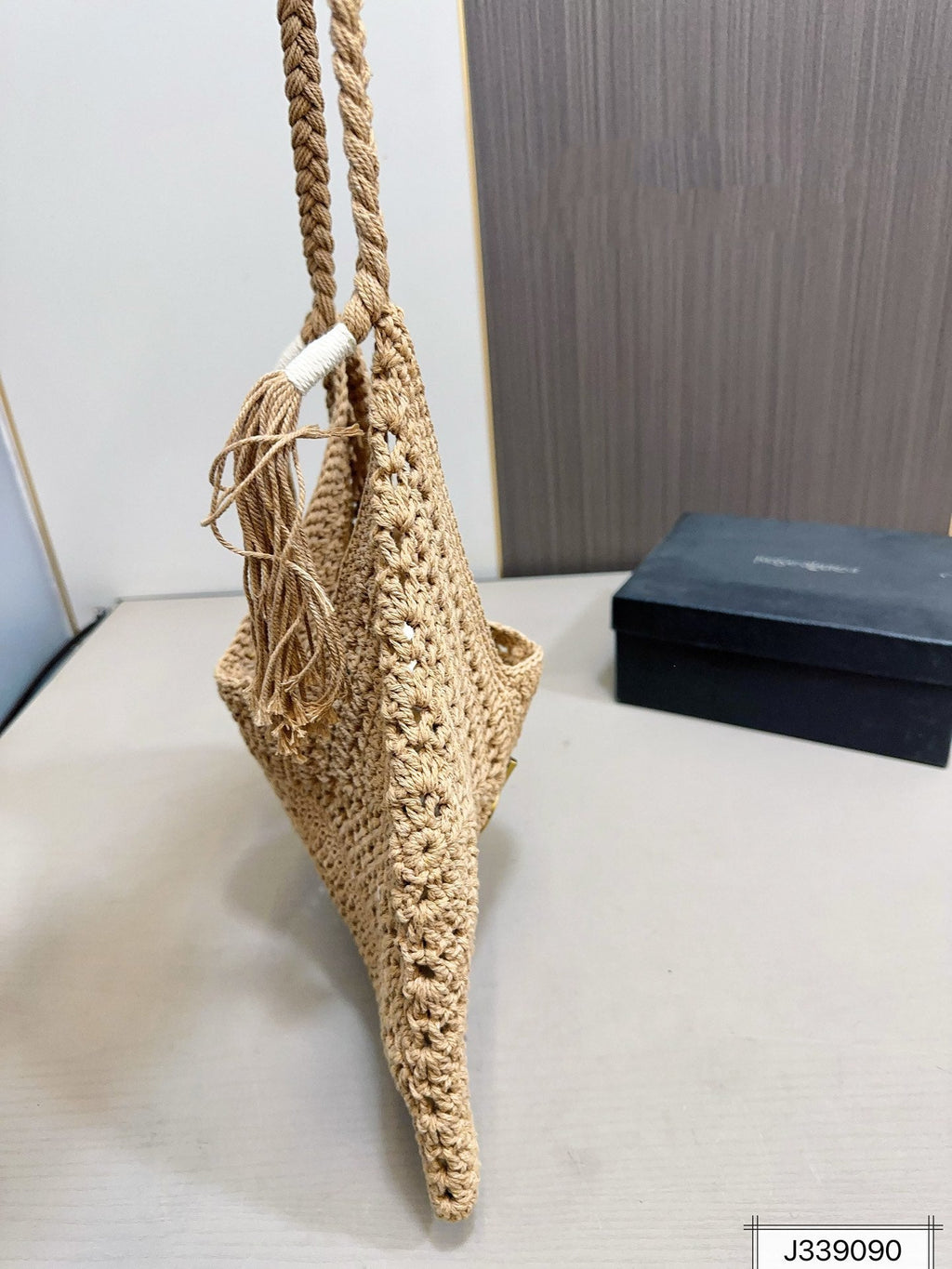SAINT LAURENT Raffia Tote Bag Beach Casual 37x22cm