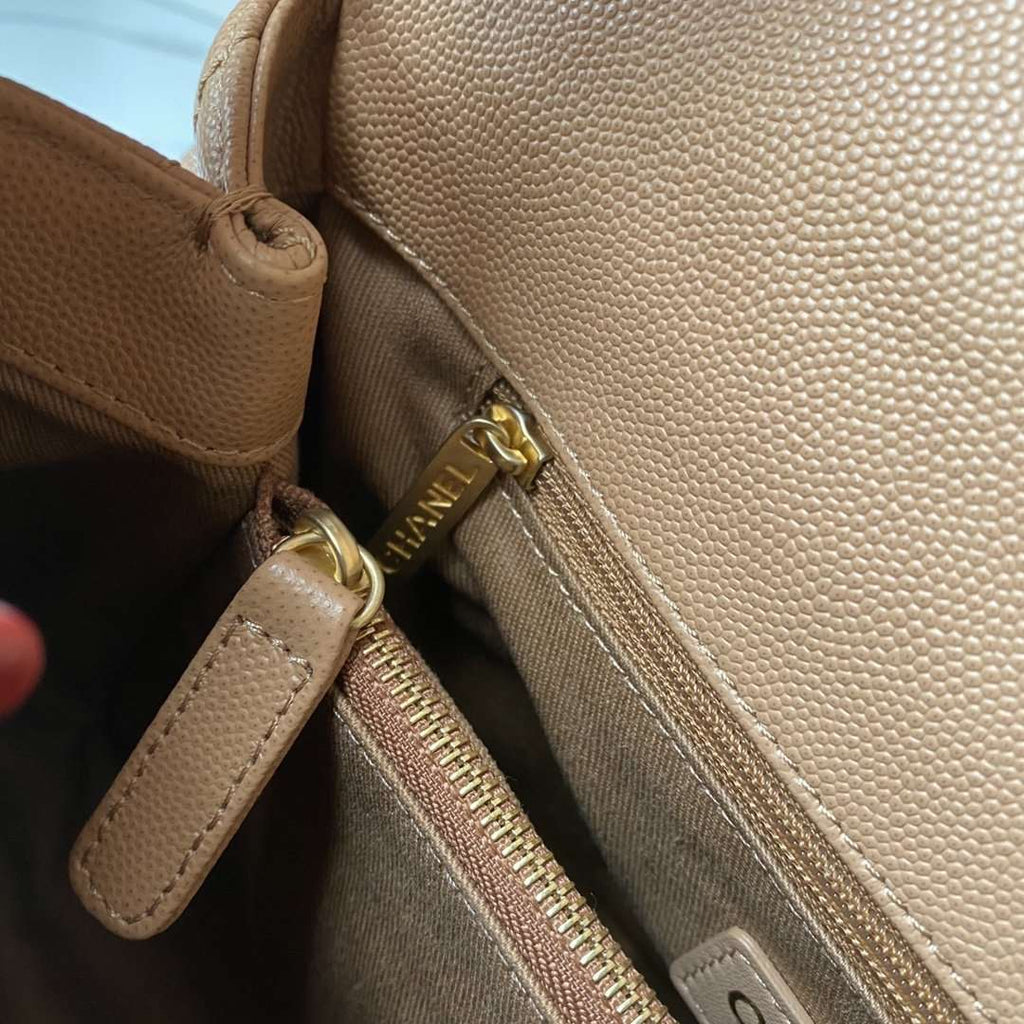 Flap Bag with Handle Beige