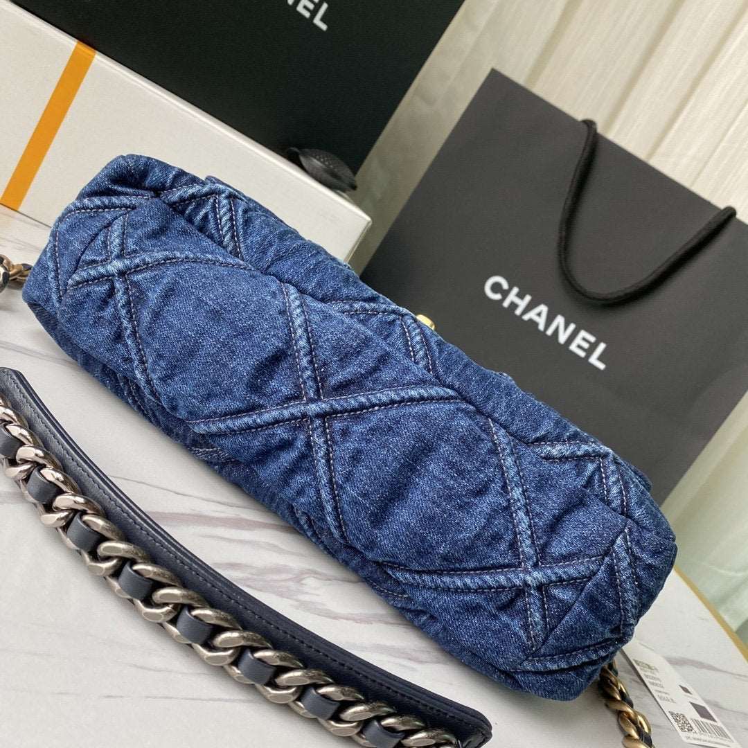 19 Denim Large Flap Bag