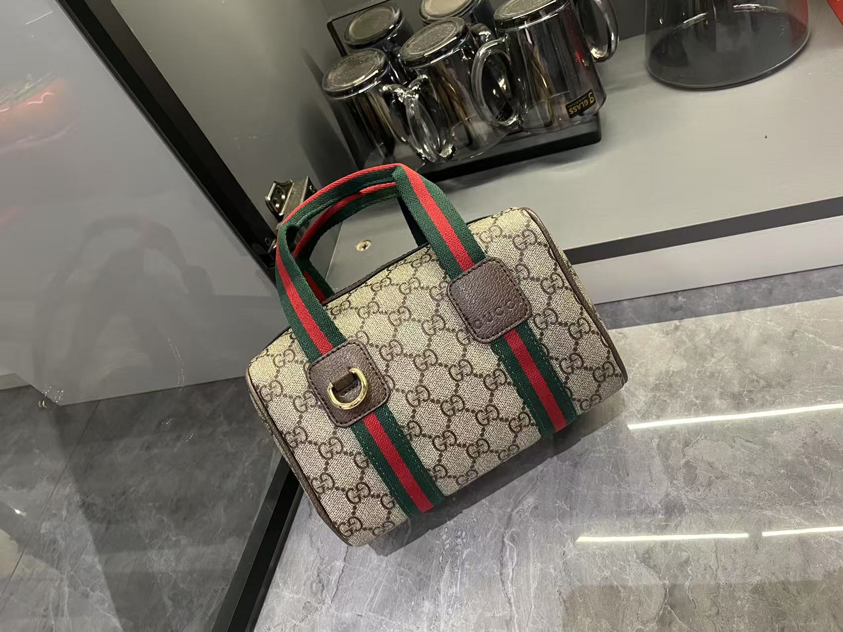 Mini GG Handbag - Beige and dark brown