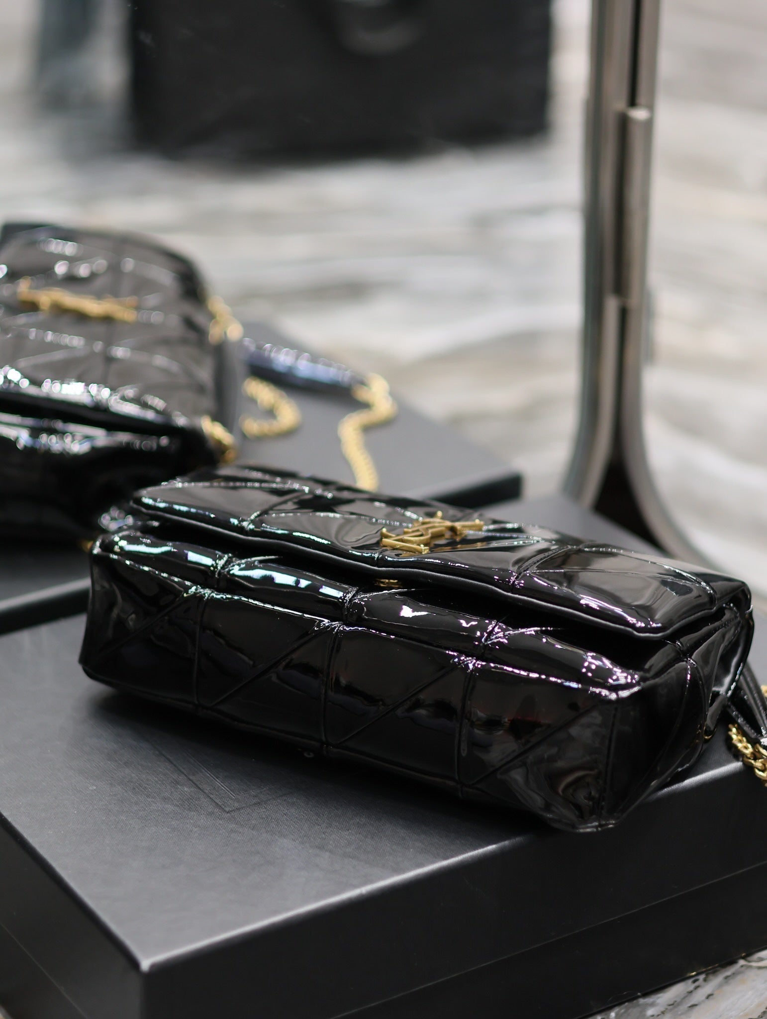 Jaime Patent Black Bag - 25x15x7.5cm