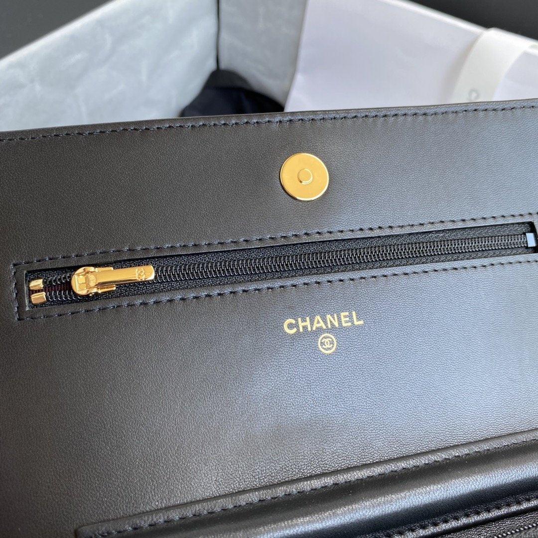 Wallet on chain WOC Black Lambskin