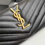Long Wallet Black Leather Gold Tone 10769 19cm