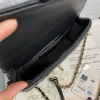 Pearl logo strap Flap Bag Black
