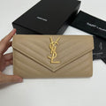 Long Wallet Beige Leather Gold Tone 10772  19cm