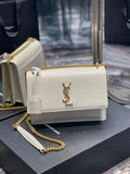 Medium Sunset Bag 22 White Lambskin Gold Tone 22 x 16 x 8cm