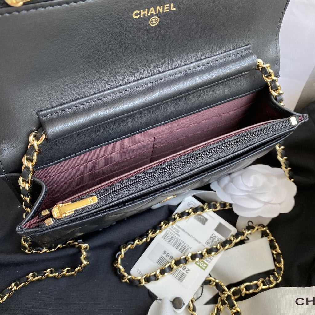 Wallet on chain WOC Black Lambskin