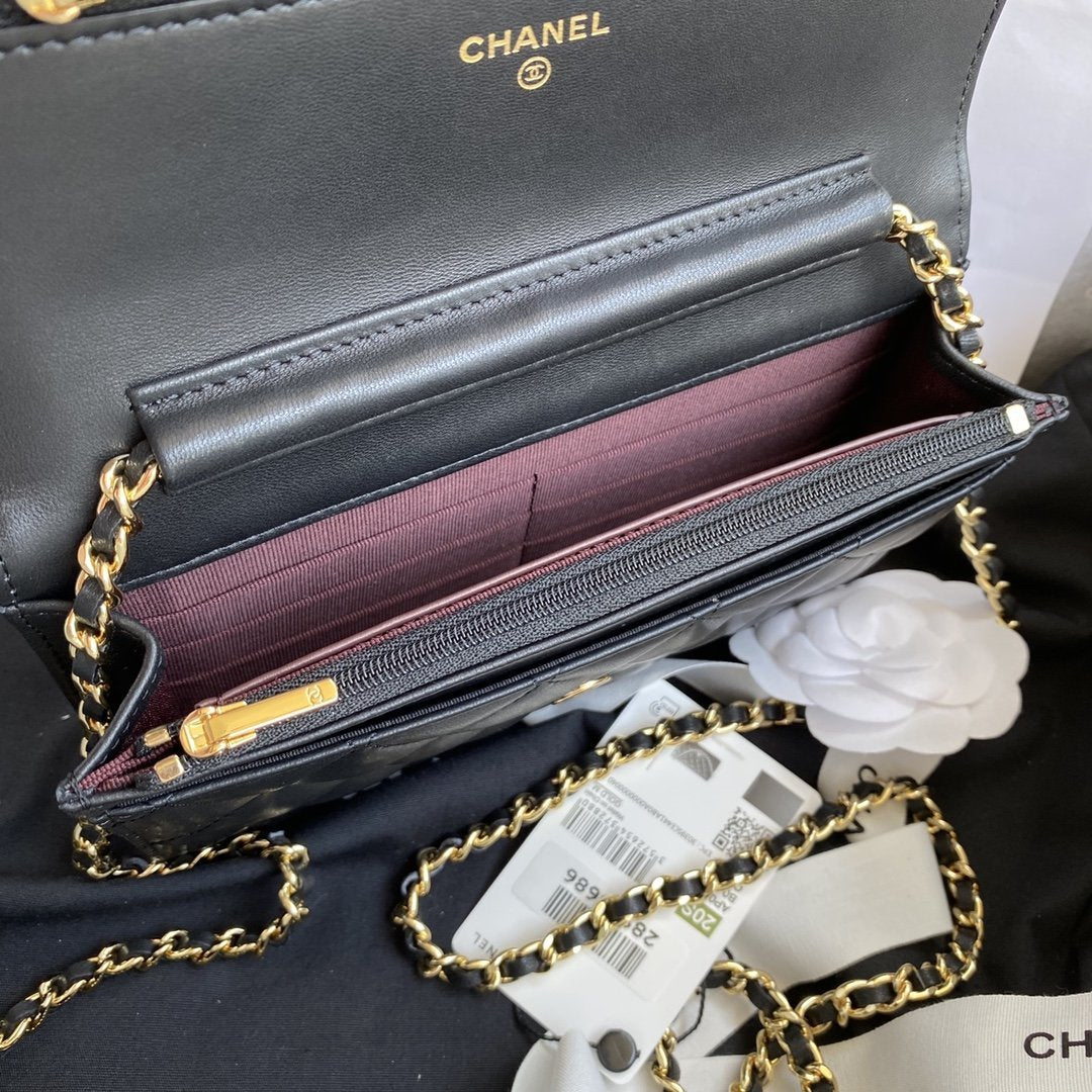 Wallet on chain WOC Black Lambskin