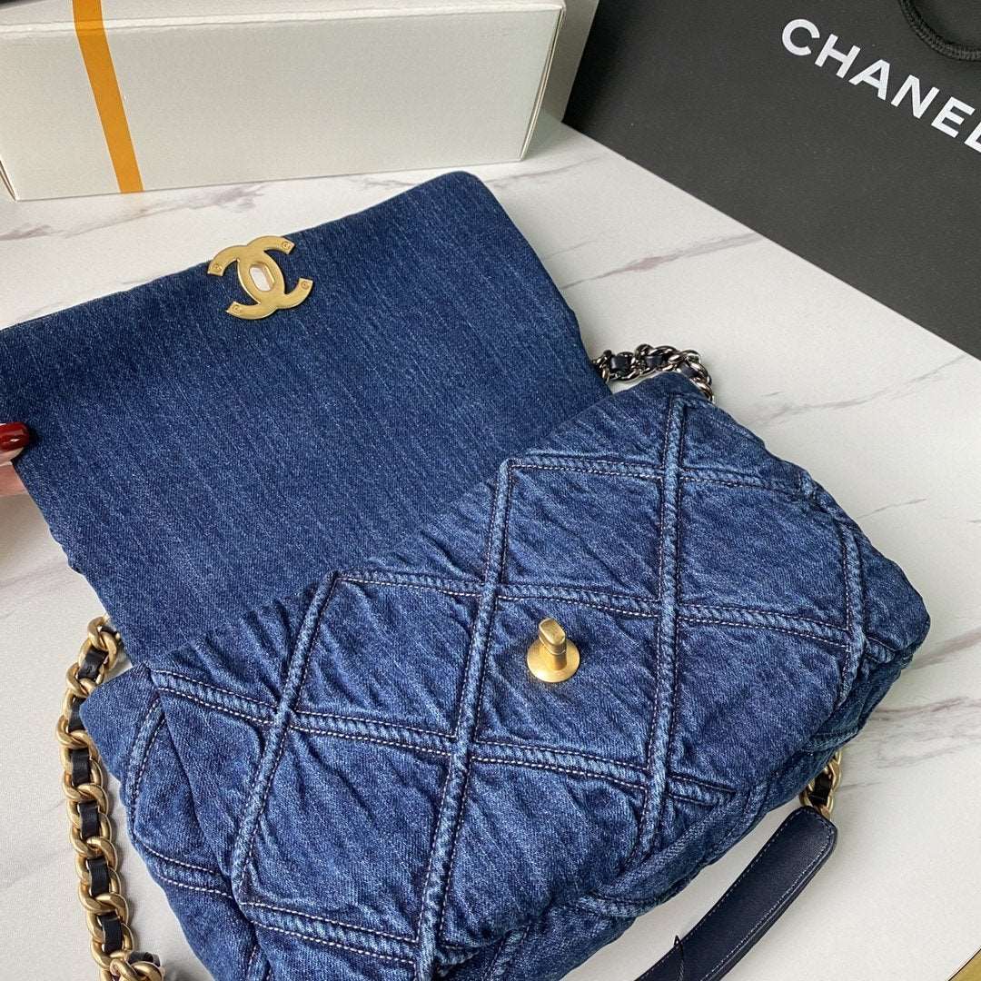 19 Denim Large Flap Bag