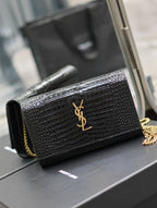 Kate Croc Embossed BLack Gold Hardware - 23x14x3cm