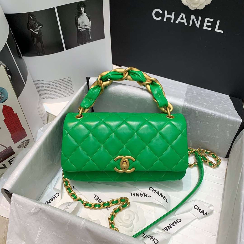 Flap Bag with chunky chain Green