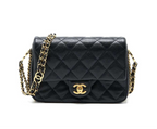 23c Mini Flap Bag Chain Grained Calfskin Black