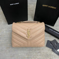 Small Loulou 23 Beige Leather Gold 23x17x9cm