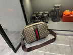 Ophidia Medium GG Supreme Canvas Shoulder Crossbody Bag with Web Stripe and Leather Trim (23.9 x 15 x 3.8) cm