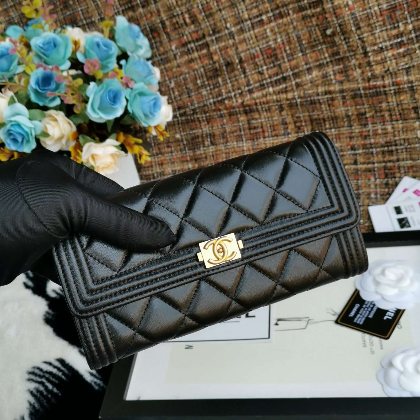 Boy long Flap Wallet Lambskin