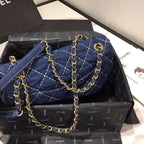 Denim Quilted Flap Bag