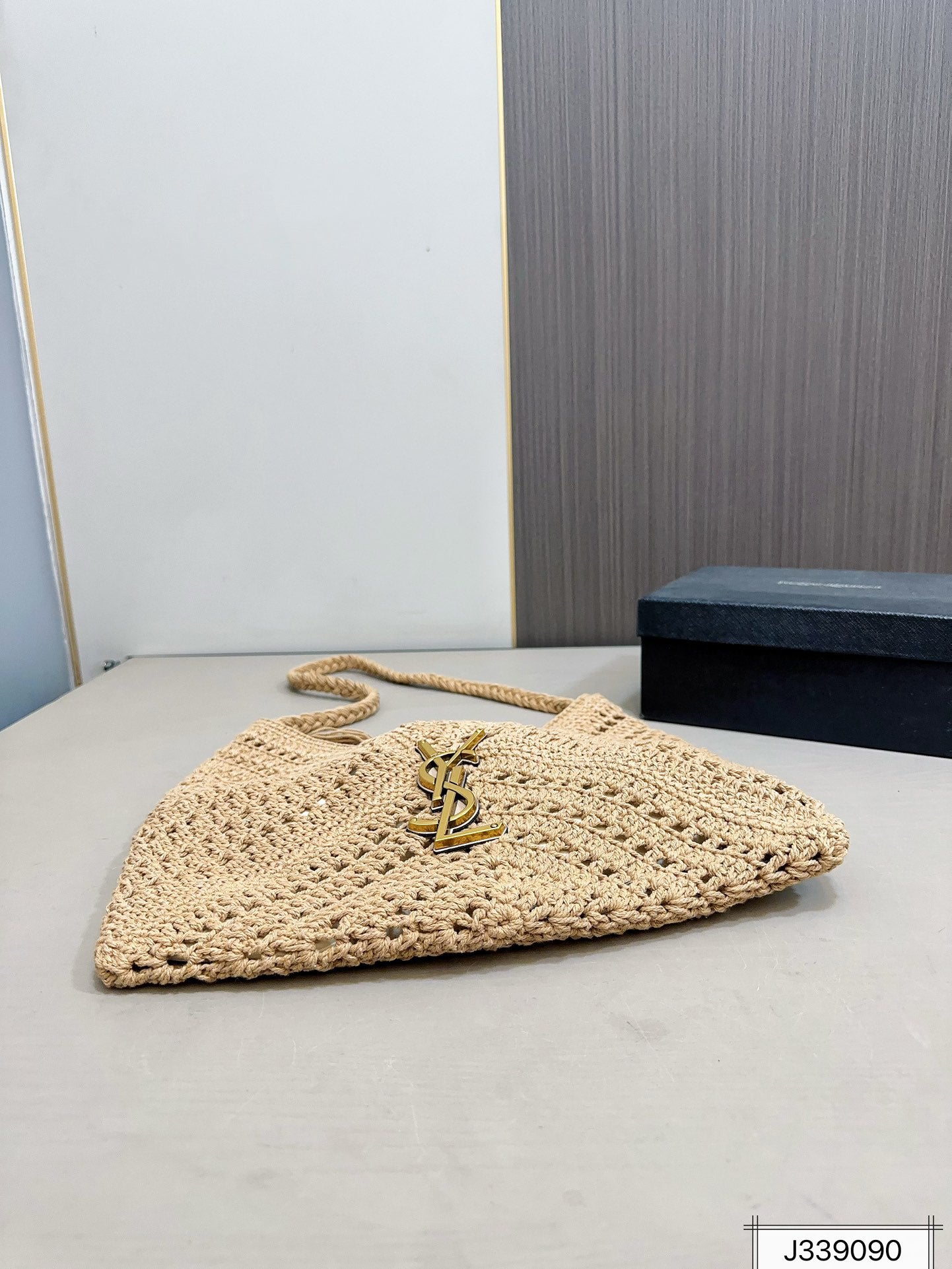 SAINT LAURENT Raffia Tote Bag Beach Casual 37x22cm