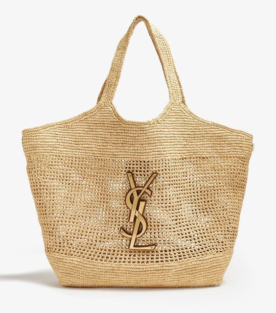 SAINT LAURENT Raffia Icare Tote Bag